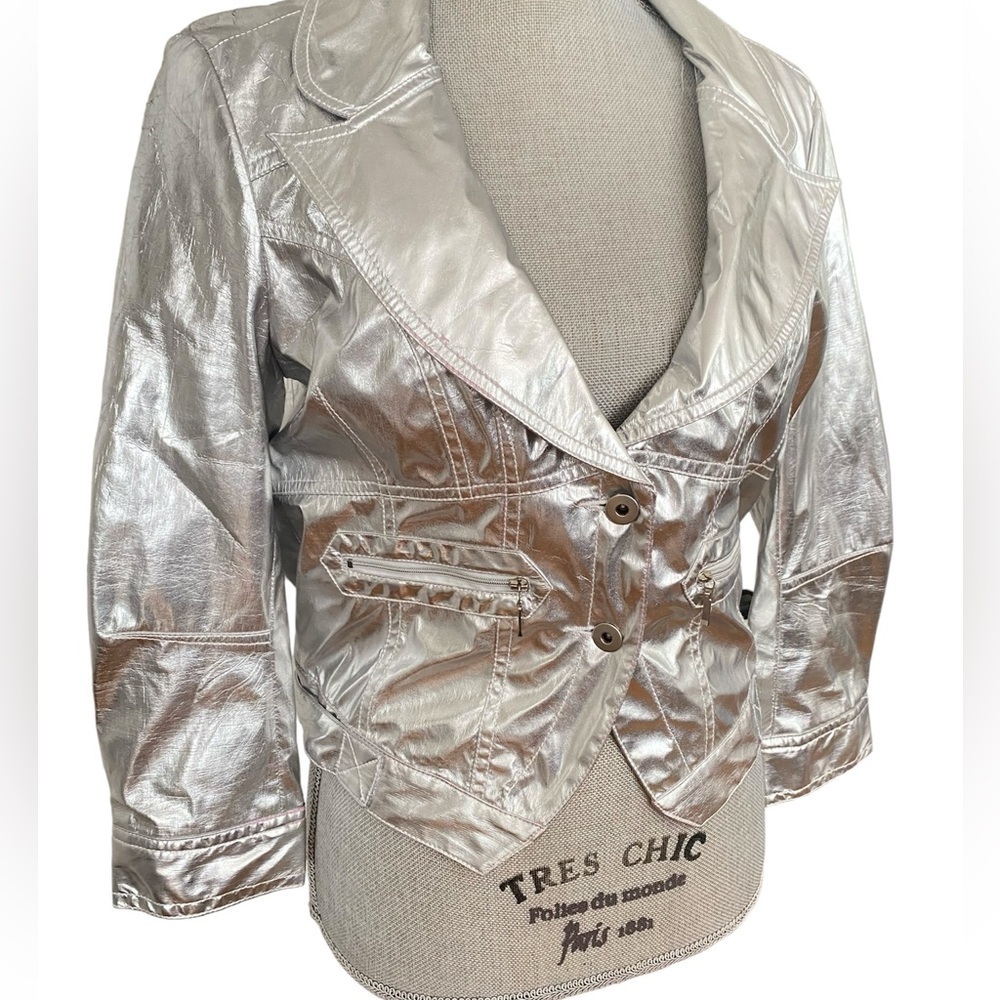 Silver Luxe EleVen Moto Jacket l Silver Vegan Jacket